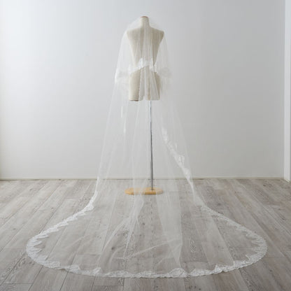 ISAMU MORITAオリジナル 抗菌ロングベール(フェイス付き レース) 【結婚式 ベール】