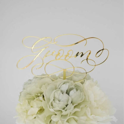 Groom / Bride ケーキトッパー【カリグラフィー】 【結婚式 挙式 披露宴 演出グッズ】