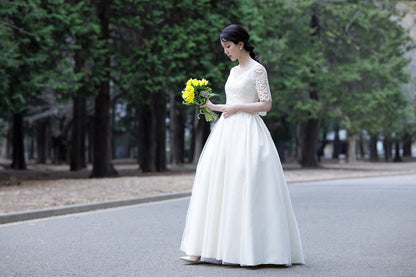 カシュクールスタイル ベルラインドレス【ウエディングドレス オーダー】