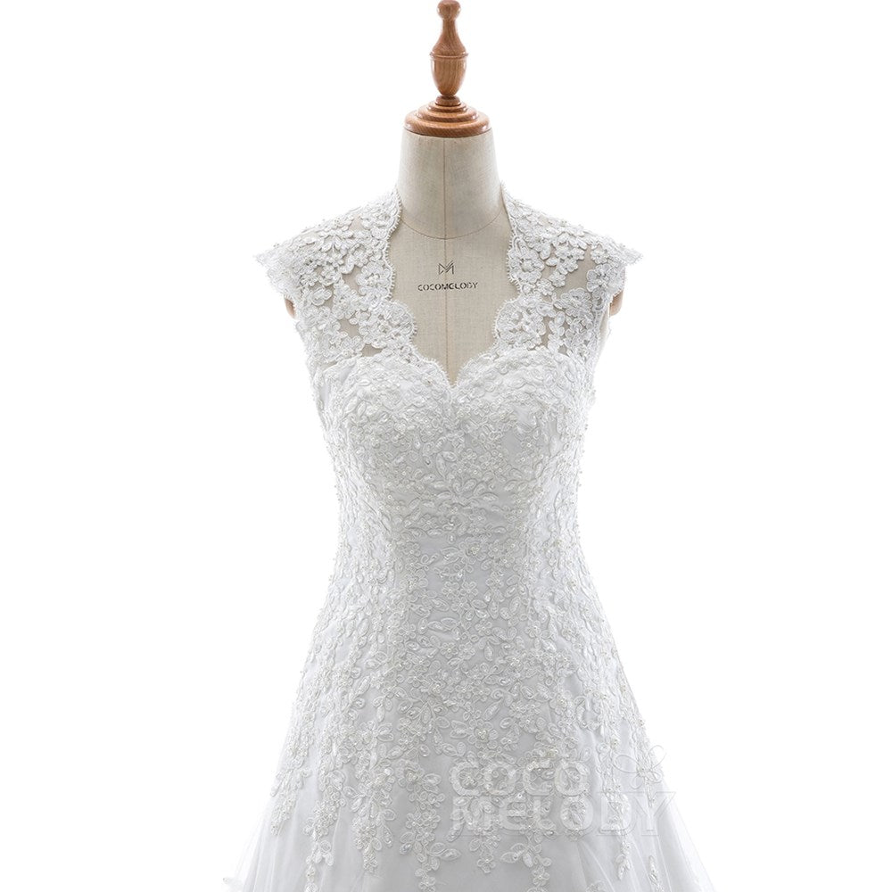 LD4974 ソフトチュール クイーンアン ウェディングドレス 【ウェディングドレス オーダーメイド】