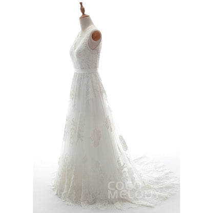 LD5039 ソフトチュール Vネック バックレス スレンダーライン ウェディングドレス 【ウェディングドレス オーダーメイド】