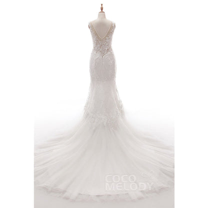 LD5058 レース Vネック ウェディングドレス 【ウェディングドレス オーダーメイド】