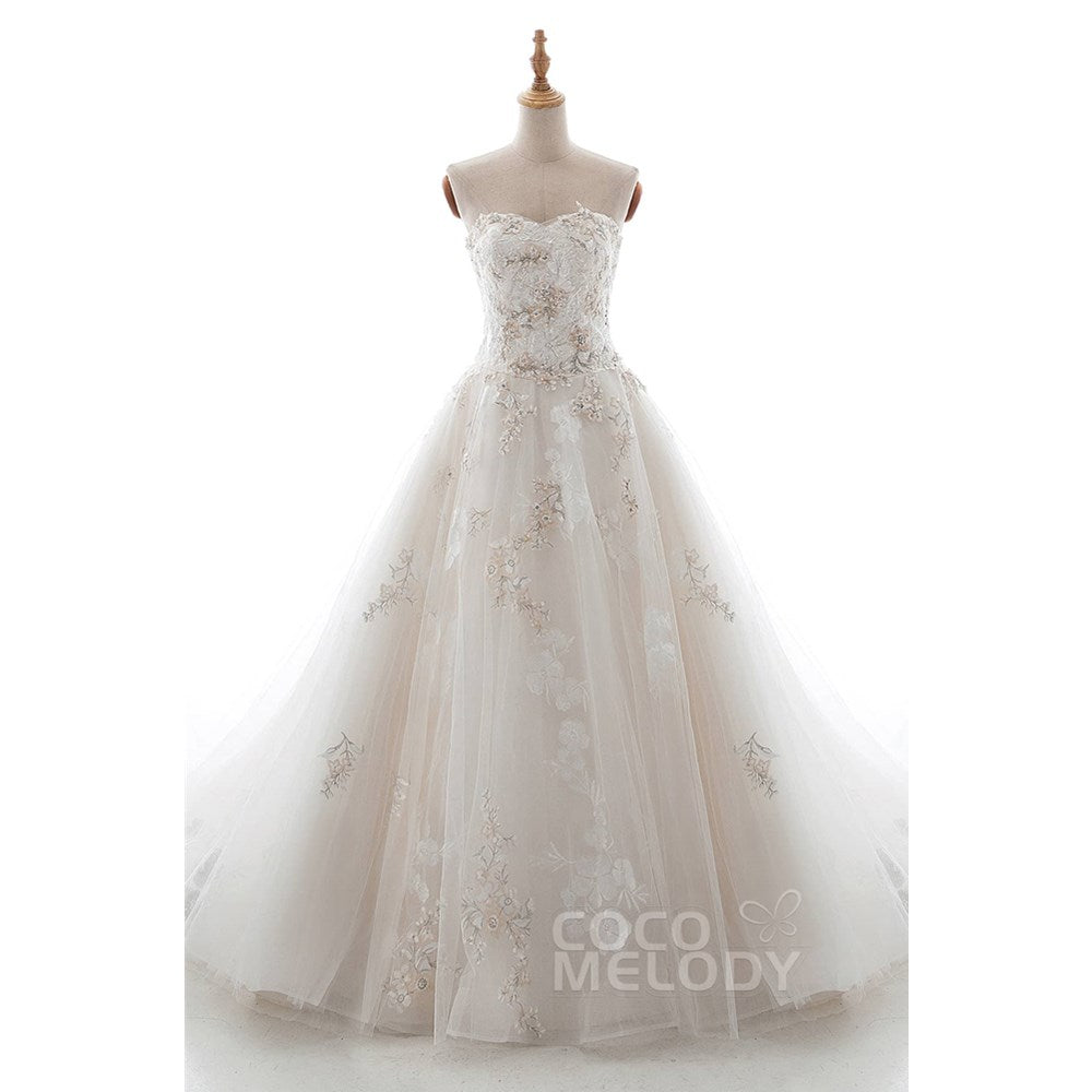 LD5148 スウィスチュール 豪華な刺繍 ハートネック ウェディングドレス 【ウェディングドレス オーダーメイド】