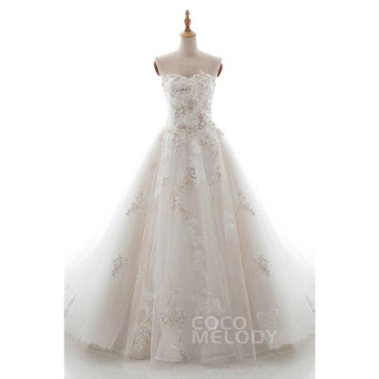 LD5148 スウィスチュール 豪華な刺繍 ハートネック ウェディングドレス 【ウェディングドレス オーダーメイド】