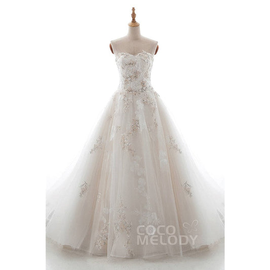 LD5148 スウィスチュール 豪華な刺繍 ハートネック ウェディングドレス 【ウェディングドレス オーダーメイド】