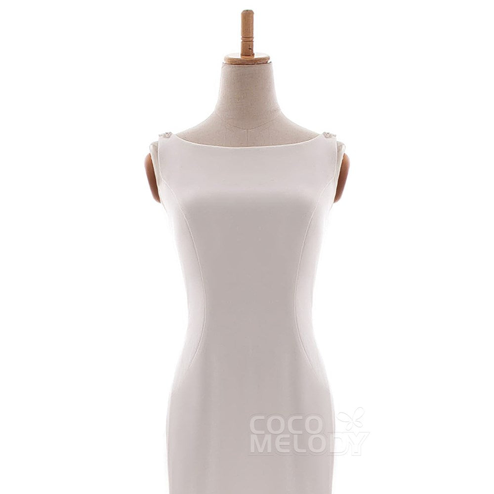 LD5237 エラスティック ファブリック ボートネック ウェディングドレス 【ウェディングドレス オーダーメイド】