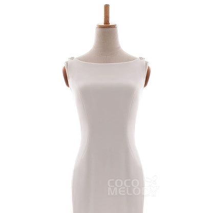 LD5237 エラスティック ファブリック ボートネック ウェディングドレス 【ウェディングドレス オーダーメイド】