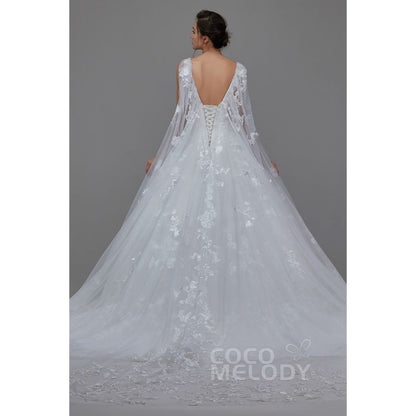 LD5766 レース マント プリンセス ウェディングドレス 【ウェディングドレス オーダーメイド】