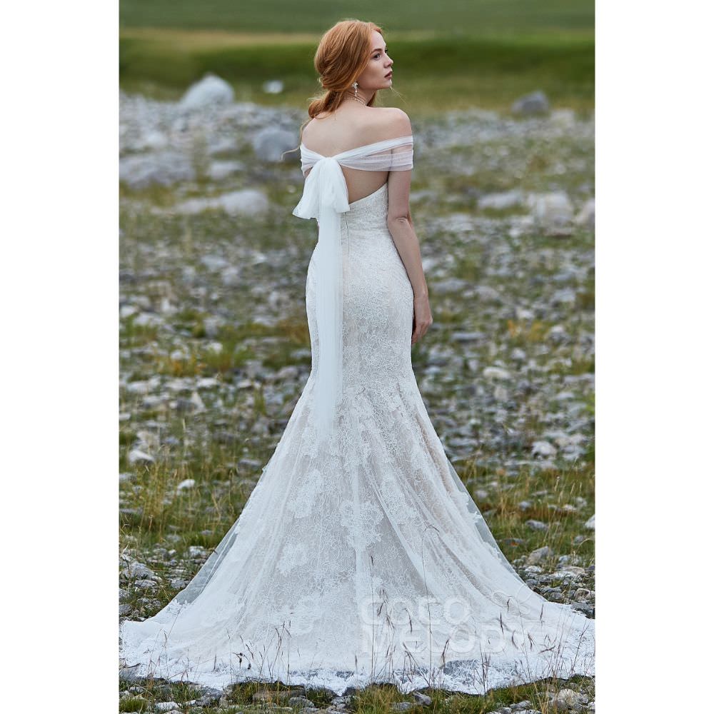 LD5778 ショール付き レース マーメイド ウェディングドレス 【ウェディングドレス オーダーメイド】