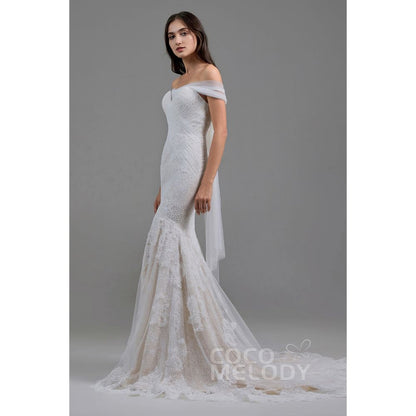 LD5778 ショール付き レース マーメイド ウェディングドレス 【ウェディングドレス オーダーメイド】