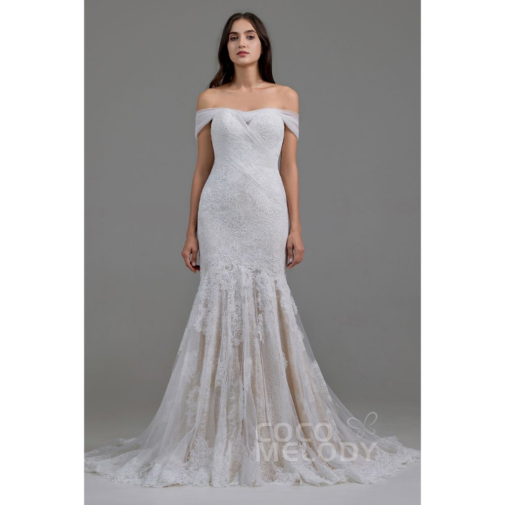 LD5778 ショール付き レース マーメイド ウェディングドレス 【ウェディングドレス オーダーメイド】