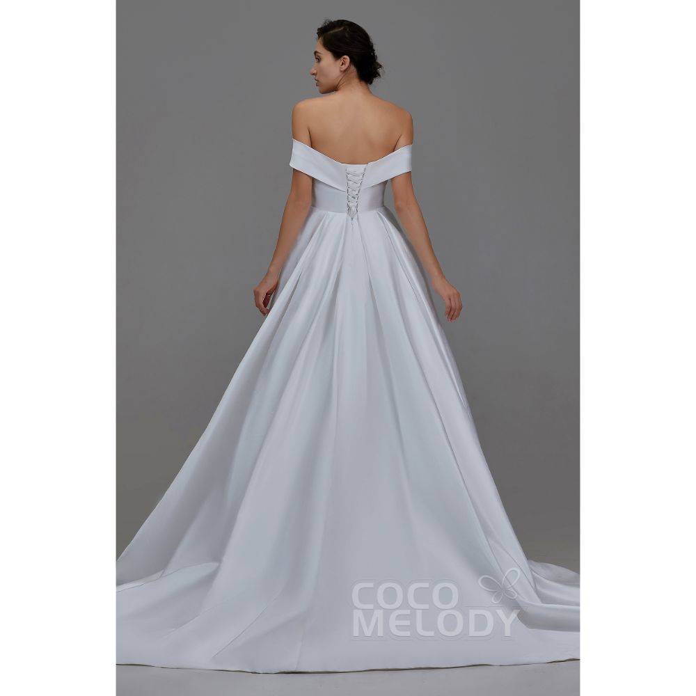 LD5801 サテン オフショルダー プリンセス ウェディングドレス 【ウェディングドレス オーダーメイド】