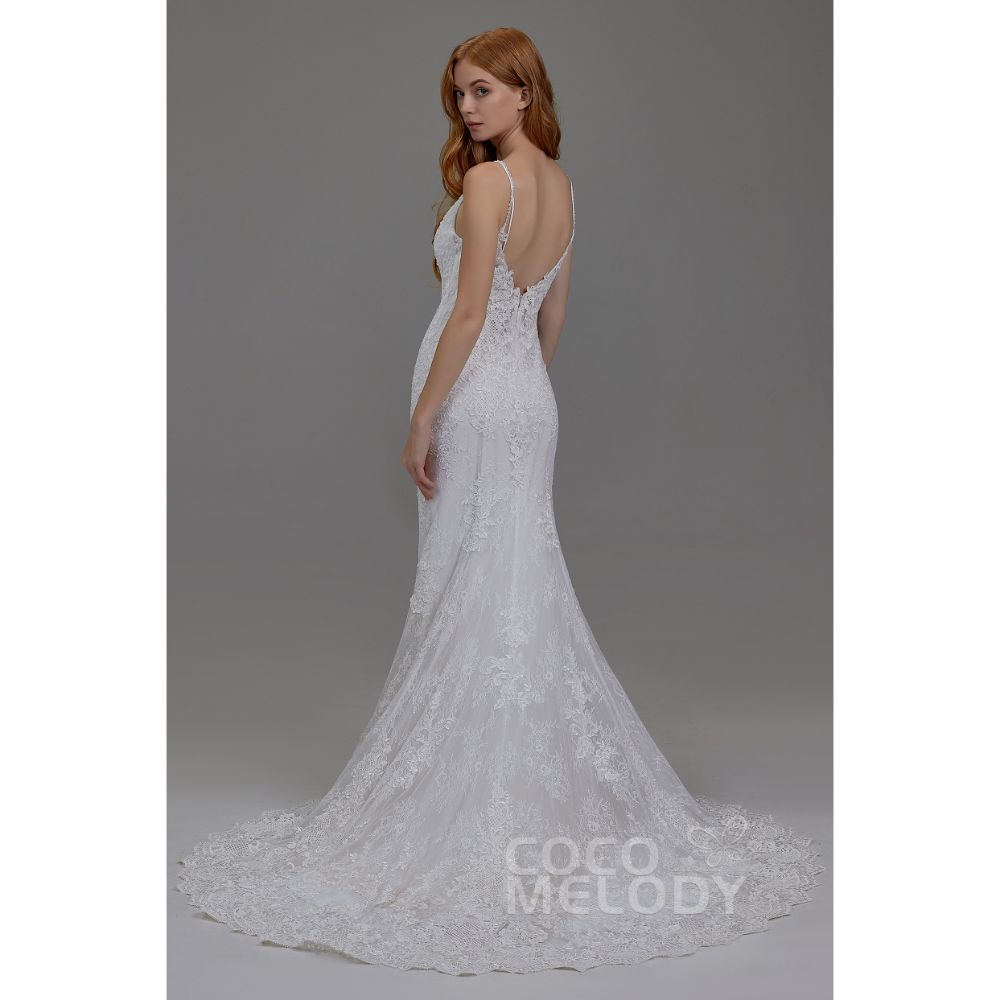 LD5807 レース スパゲッティストラップ マーメイド ウェディングドレス 【ウェディングドレス オーダーメイド】