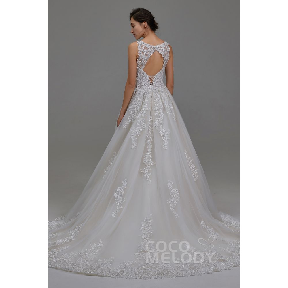 LD5813 レース Aライン Vネック ウェディングドレス 【ウェディングドレス オーダーメイド】