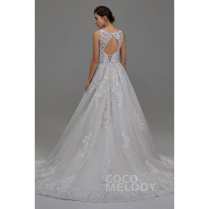 LD5813 レース Aライン Vネック ウェディングドレス 【ウェディングドレス オーダーメイド】