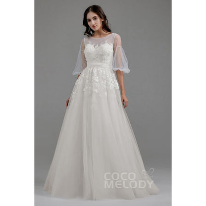 LD5829 半袖 オープンバック Aライン ウェディングドレス 【ウェディングドレス オーダーメイド】