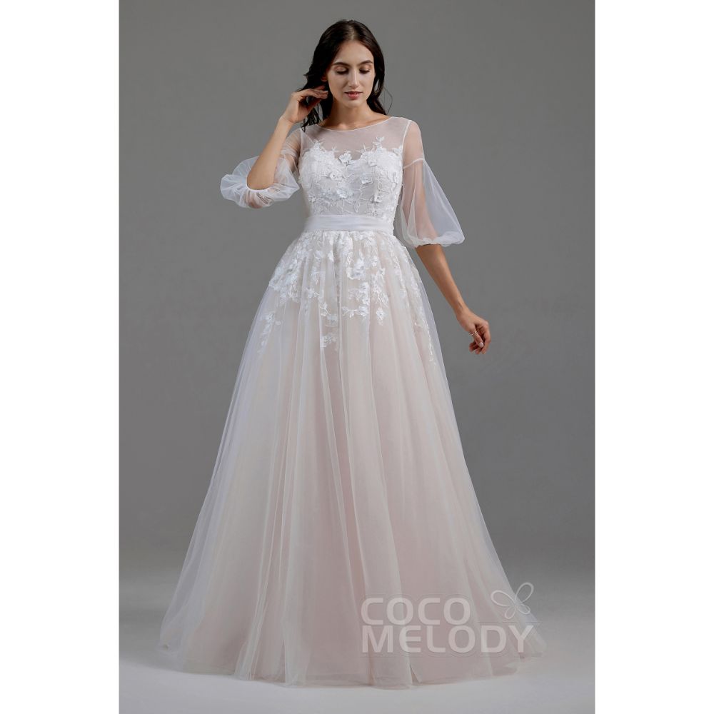 LD5829 半袖 オープンバック Aライン ウェディングドレス 【ウェディングドレス オーダーメイド】