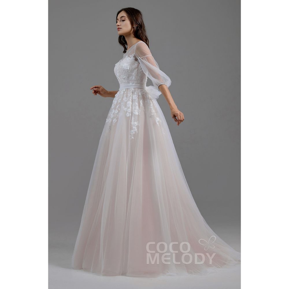 LD5829 半袖 オープンバック Aライン ウェディングドレス 【ウェディングドレス オーダーメイド】