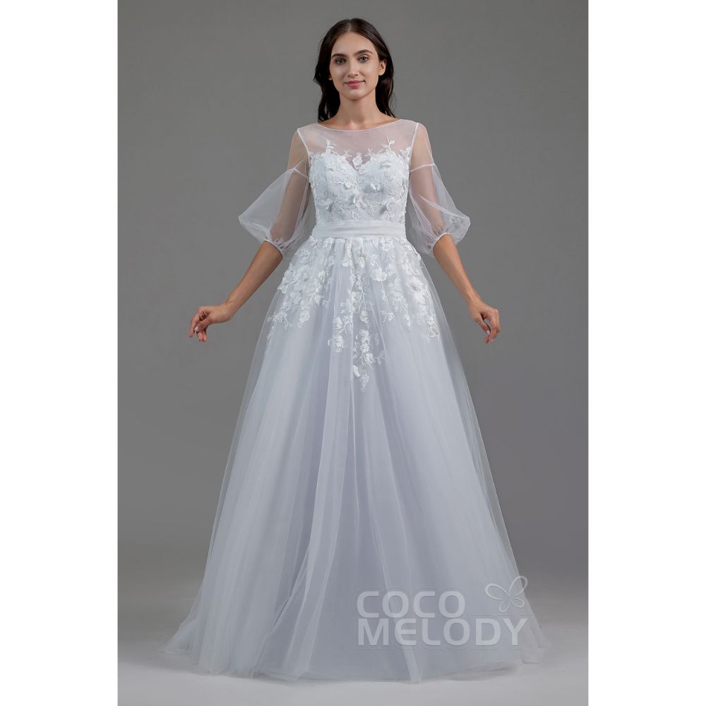 LD5829 半袖 オープンバック Aライン ウェディングドレス 【ウェディングドレス オーダーメイド】