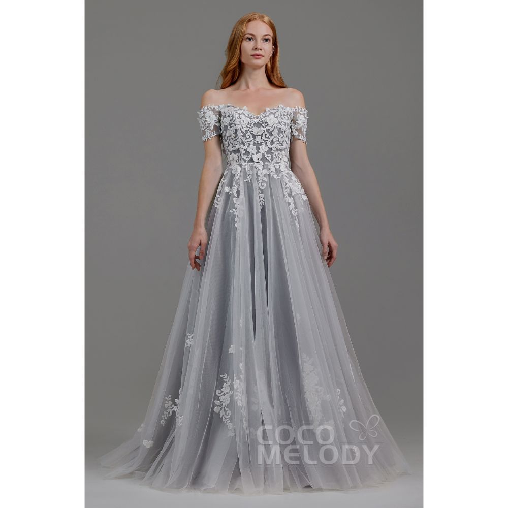 LD5830 オフショルダー Aライン 4色展開 ウェディングドレス 【結婚式 カラードレス】