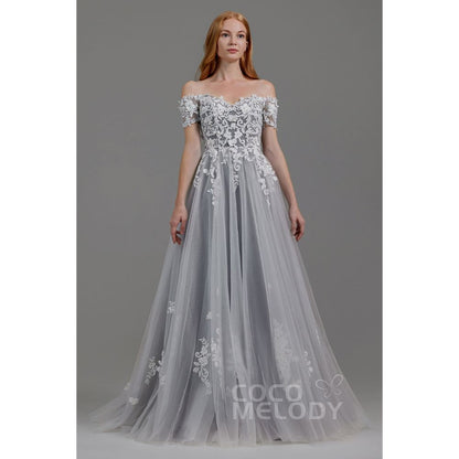 LD5830 オフショルダー Aライン 4色展開 ウェディングドレス 【結婚式 カラードレス】