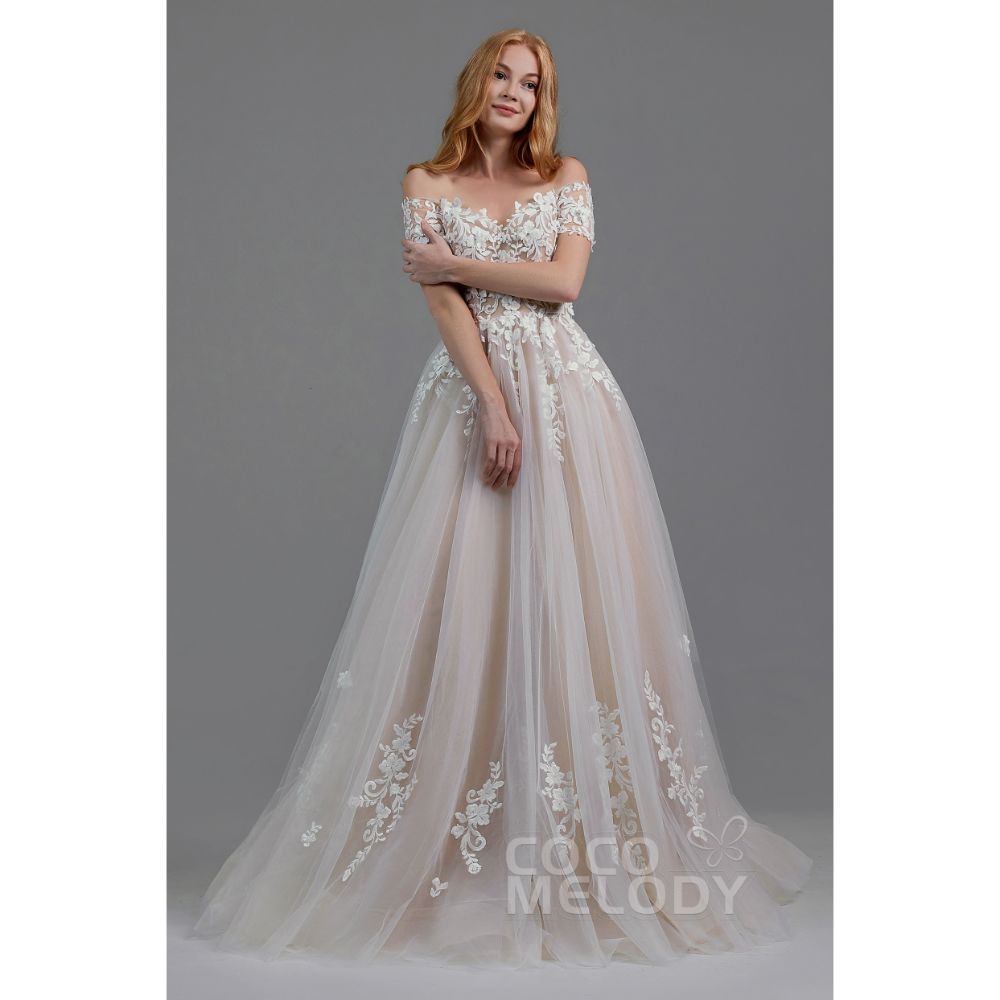 LD5830 オフショルダー Aライン 4色展開 ウェディングドレス 【結婚式 カラードレス】