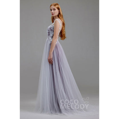 LD5846 ソフトチュール イリュージョン スレンダー ウェディングドレス 【ウェディングドレス オーダーメイド】