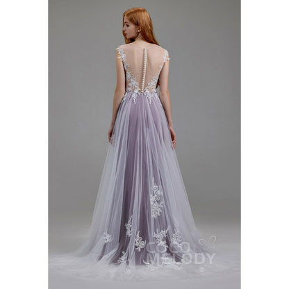 LD5846 ソフトチュール イリュージョン スレンダー ウェディングドレス 【ウェディングドレス オーダーメイド】