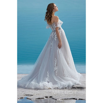 LD5861 スウィスチュール オフショルダー Aライン ウェディングドレス  