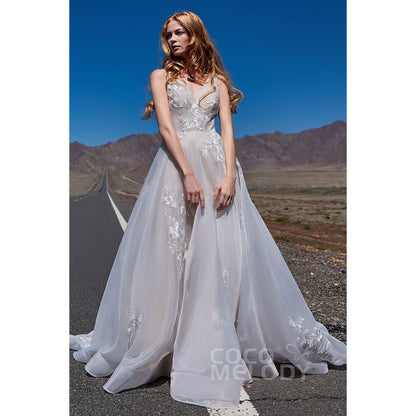 LD5862 オーガンジー オープンバック Aライン ウェディングドレス 【ウェディングドレス オーダーメイド】