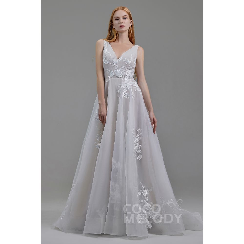 LD5862 オーガンジー オープンバック Aライン ウェディングドレス 【ウェディングドレス オーダーメイド】