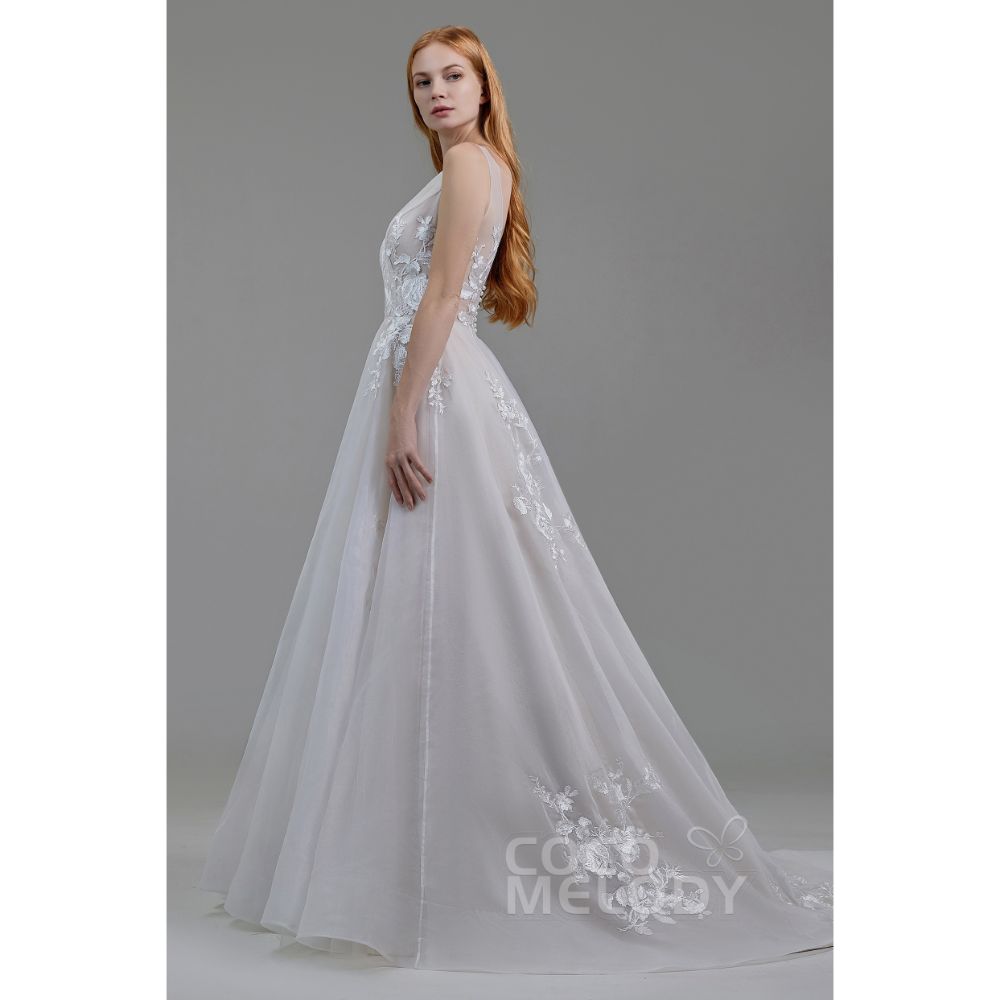 LD5862 オーガンジー オープンバック Aライン ウェディングドレス 【ウェディングドレス オーダーメイド】