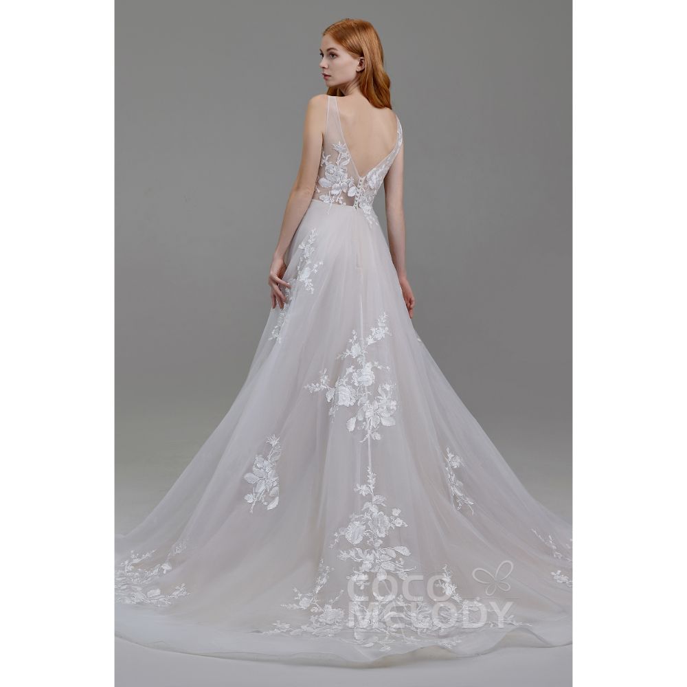 LD5862 オーガンジー オープンバック Aライン ウェディングドレス 【ウェディングドレス オーダーメイド】