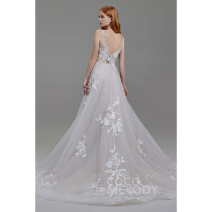 LD5862 オーガンジー オープンバック Aライン ウェディングドレス 【ウェディングドレス オーダーメイド】