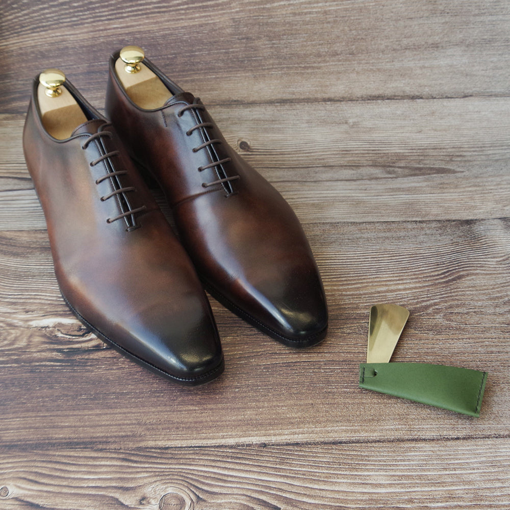 ブラック “ 靴べら 革×真鍮” KAKURA 【結婚式 引き出物 ギフト】