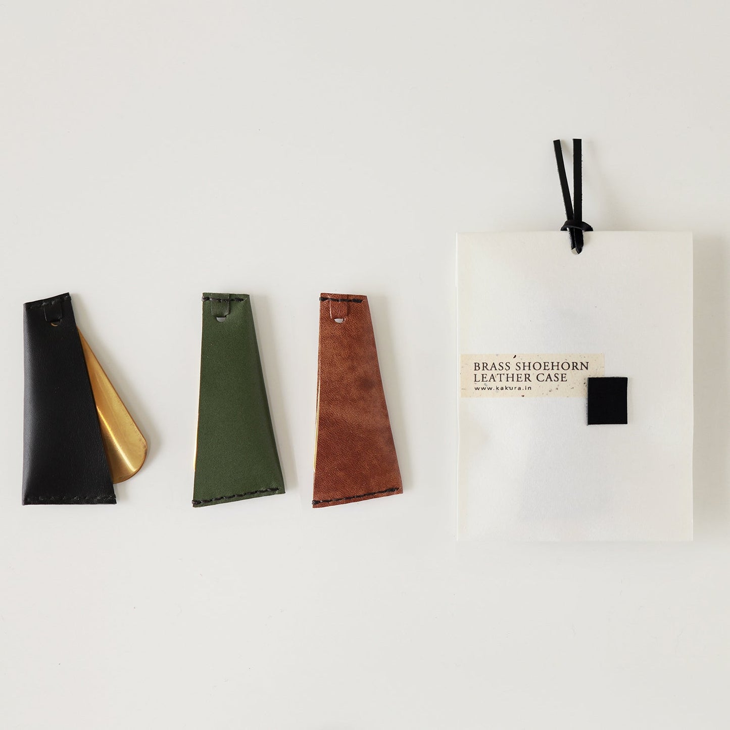 ブラック “ 靴べら 革×真鍮” KAKURA 【結婚式 引き出物 ギフト】
