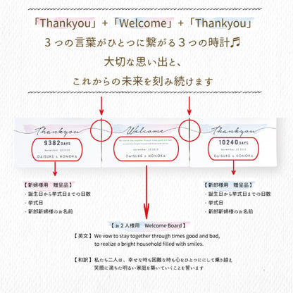 3つの時計bloomグリーン【結婚式　ギフト　両親プレゼント　時計】