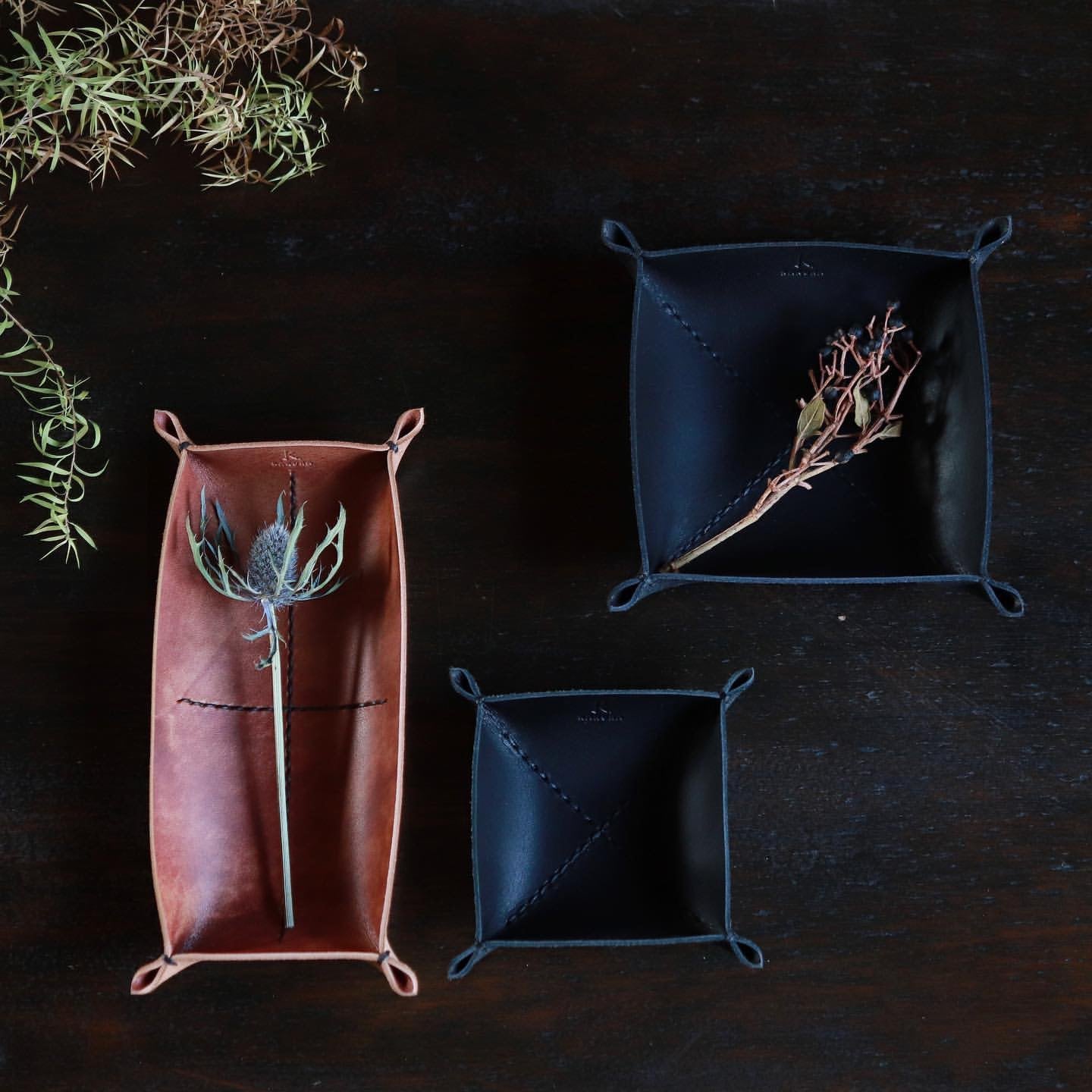 松葉” 革トレイ スクエア M KAKURA 【結婚式 引き出物 ギフト】