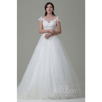 LWAT14014 ソフトチュール ボートネック ウェディングドレス 【ウェディングドレス オーダーメイド】