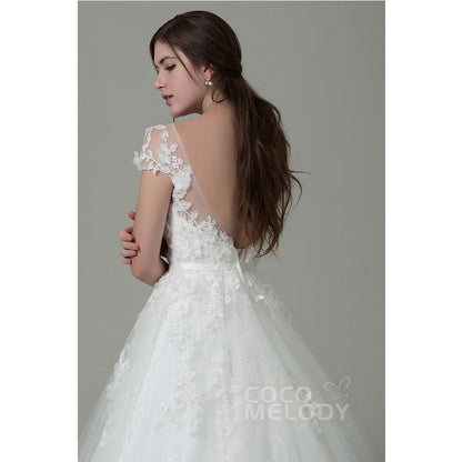 LWAT14014 ソフトチュール ボートネック ウェディングドレス 【ウェディングドレス オーダーメイド】