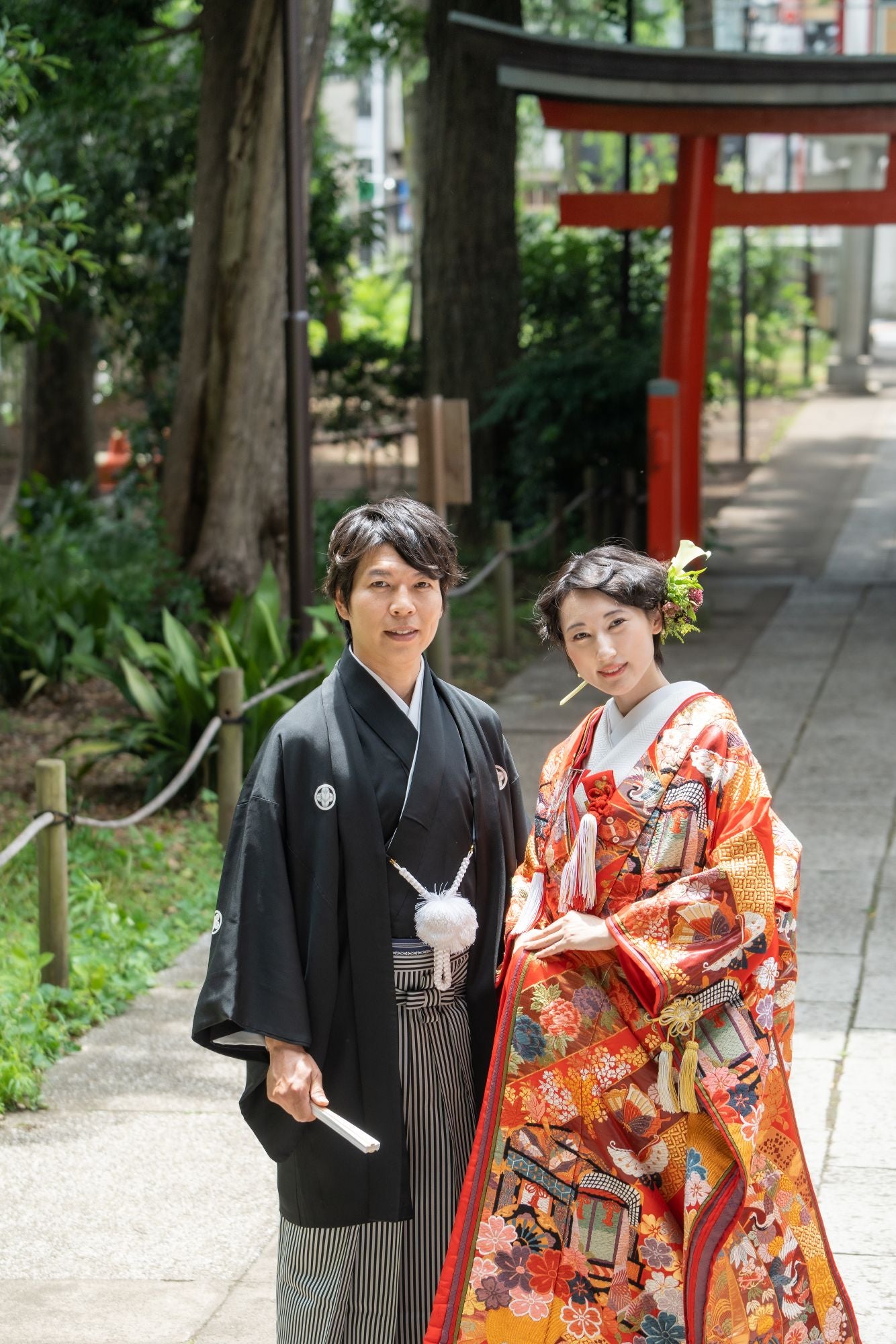 【自由が丘　熊野神社　和装フォト(衣裳込み)/写真データ100枚以上撮影】スタジオ・(自由が丘熊野神社)(ヘアメイク1スタイル洋髪・衣裳・小物・アテンド込み)　【結婚式　写真　フォトウェディング】