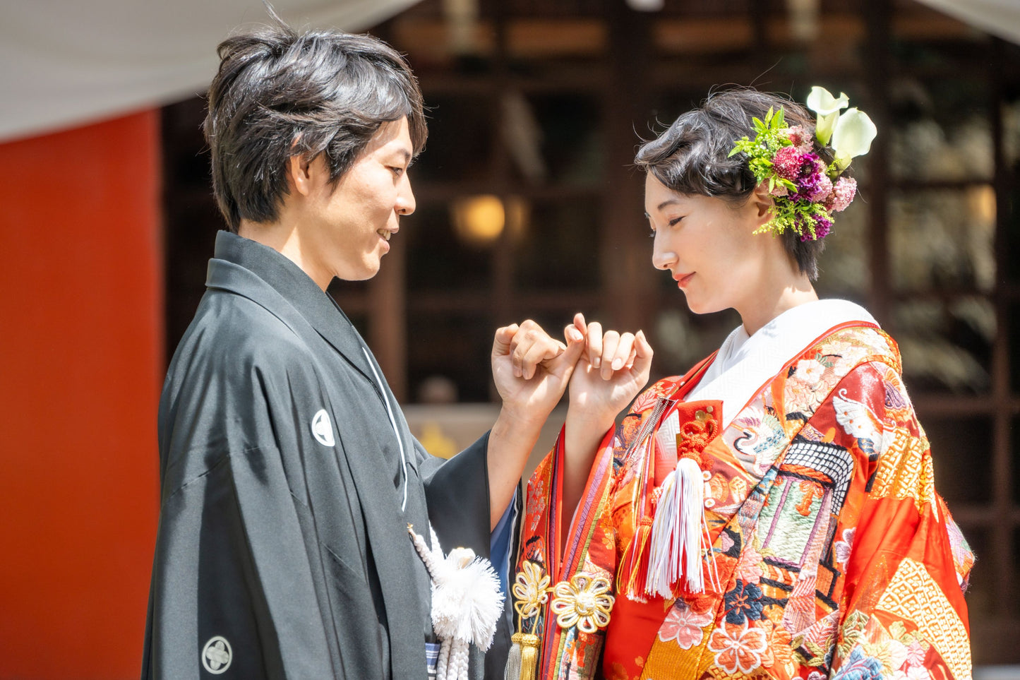 【自由が丘　熊野神社　和装フォト(衣裳込み)/写真データ100枚以上撮影】スタジオ・(自由が丘熊野神社)(ヘアメイク1スタイル洋髪・衣裳・小物・アテンド込み)　【結婚式　写真　フォトウェディング】