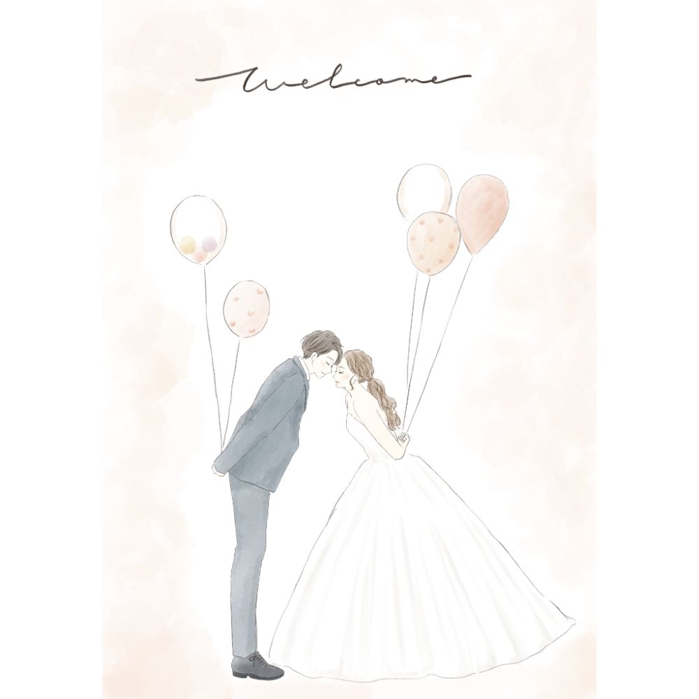 似顔絵ウェルカムボード カラー【A2・データのみ】 【結婚式 ウェルカムボード オーダーメイド】