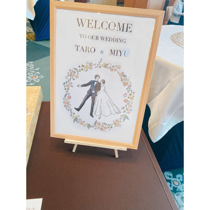 似顔絵ウェルカムボード カラー【A2・データのみ】 【結婚式 ウェルカムボード オーダーメイド】