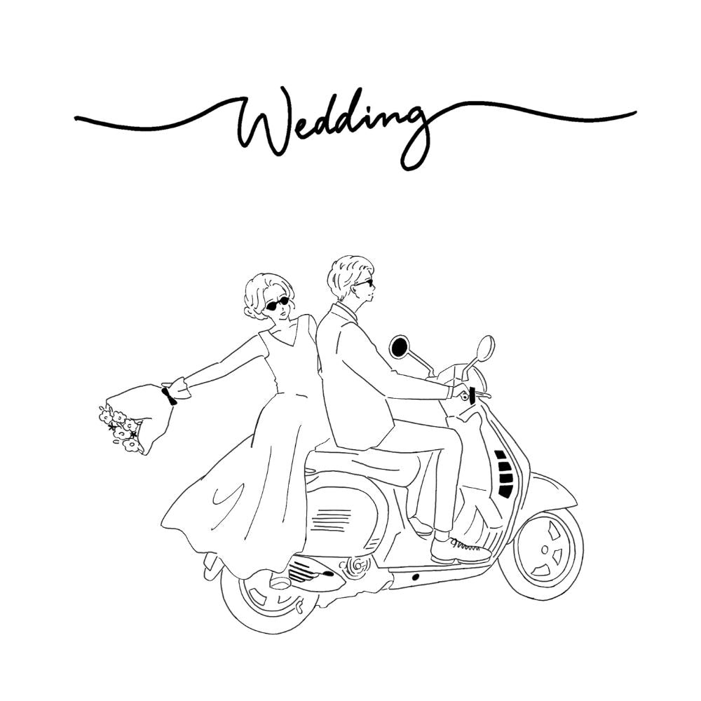 似顔絵ウェルカムボード モノクロ【A2・データのみ】 【結婚式 ウェルカムボード オーダーメイド】