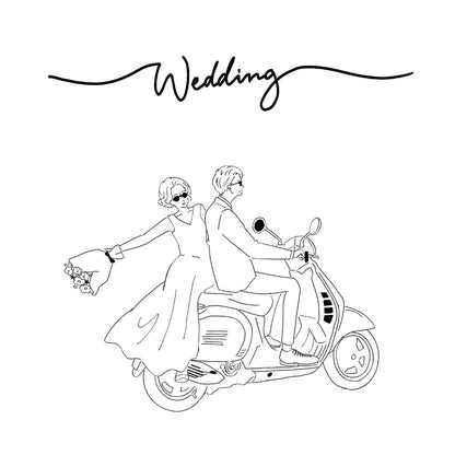 似顔絵ウェルカムボード モノクロ【A2・データのみ】 【結婚式 ウェルカムボード オーダーメイド】