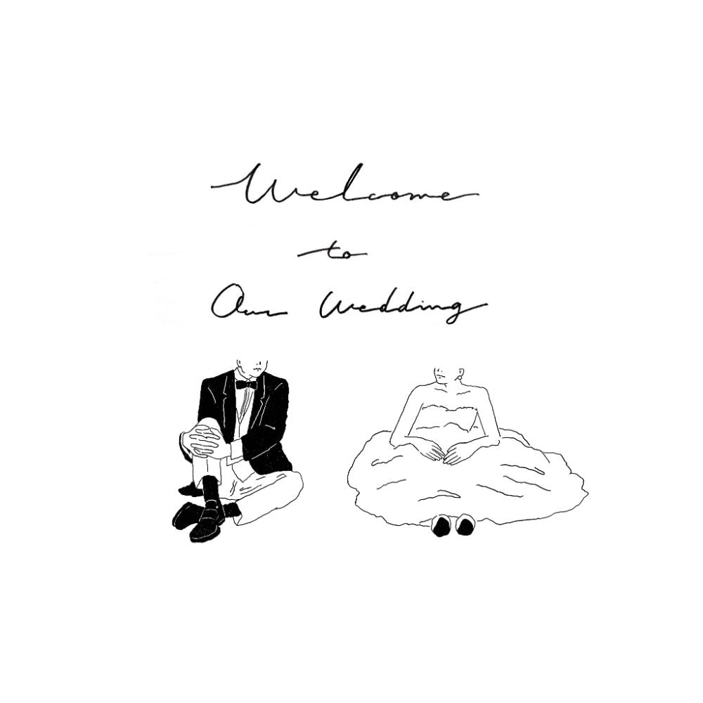 似顔絵ウェルカムボード モノクロ【A2・データのみ】 【結婚式