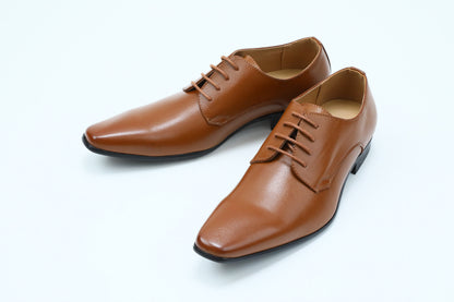 プレーントゥ/3cmヒール/ブラウン【結婚式 メンズ シューズ】