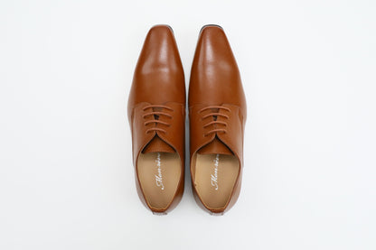 プレーントゥ/3cmヒール/ブラウン【結婚式 メンズ シューズ】