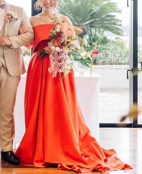 マットレッドのカラードレス 【結婚式 カラードレス】